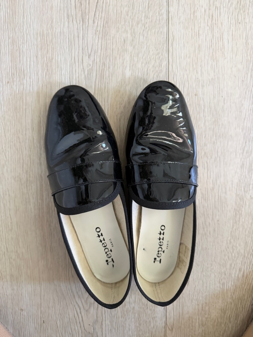 Repetto Black Patent Leather Slip-On Loafers